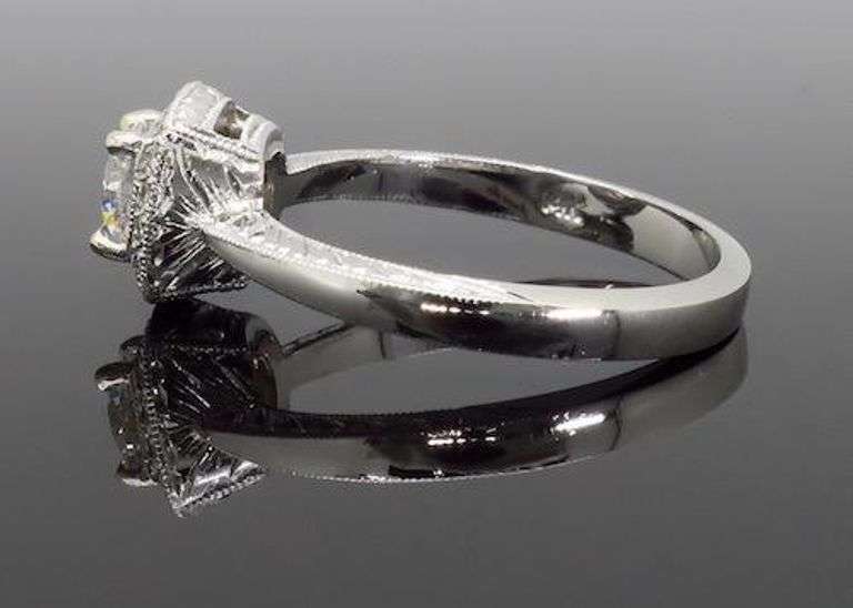 Filigree Detailed Halo Engagement Ring