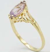 14kt Solid Yellow Gold Amethyst & Diamond Ring
