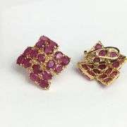 14KT SOLID YELLOW GOLD NATURAL RUBY EARRINGS- 12.00 CARATS!