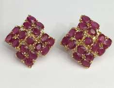 14KT SOLID YELLOW GOLD NATURAL RUBY EARRINGS- 12.00 CARATS!