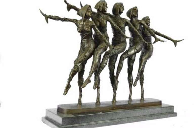 Large Five Chiparus Dancer Art Nouveau Marble Bronze