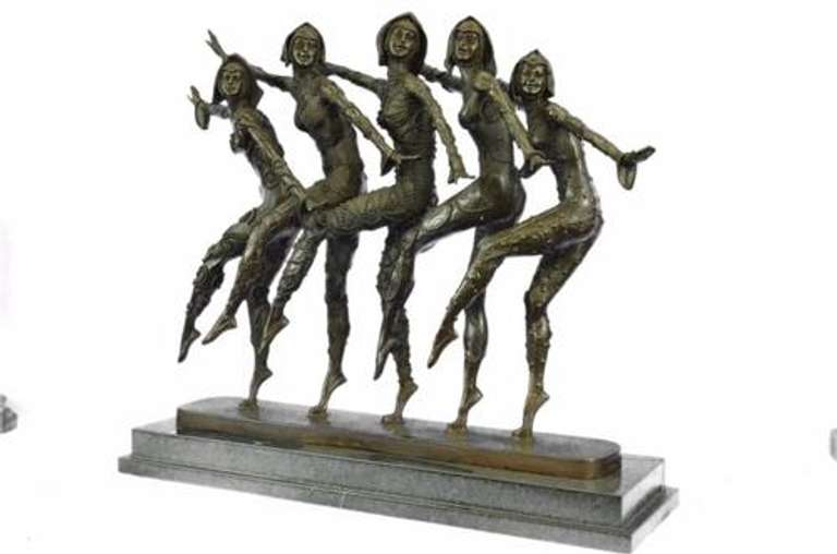 Large Five Chiparus Dancer Art Nouveau Marble Bronze