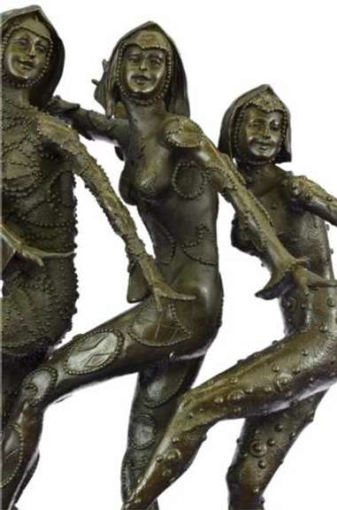 Large Five Chiparus Dancer Art Nouveau Marble Bronze