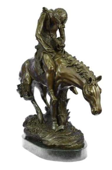Indian on Horse a Tribute to Remington Bronze Sculpture