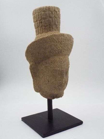Antique Sandstone Cambodian Deity Head Statue