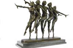 Large Five Chiparus Dancer Art Nouveau Marble Bronze
