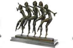 Large Five Chiparus Dancer Art Nouveau Marble Bronze