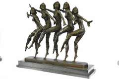 Large Five Chiparus Dancer Art Nouveau Marble Bronze