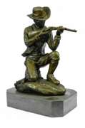 Western Cowboy w/Gun Bullet Rifle Shooting Range Bronze