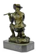 Western Cowboy w/Gun Bullet Rifle Shooting Range Bronze