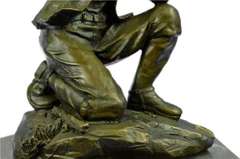 Western Cowboy w/Gun Bullet Rifle Shooting Range Bronze