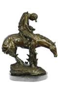 Indian on Horse a Tribute to Remington Bronze Sculpture