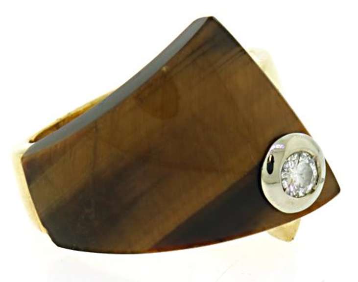 Tiger's Eye and Diamond Ring