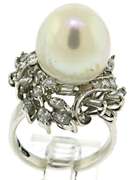 Gorgeous Mixed Diamond and 12mm Pearl Ring