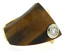 Tiger's Eye and Diamond Ring