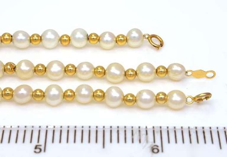 Pearl & Gold Bead Necklace and Bracelet