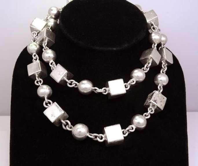 Large & Heavy Cube and Circle Bead Necklace