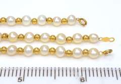 Pearl & Gold Bead Necklace and Bracelet