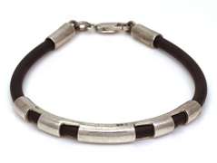 Black Rubber & Sterling Bracelet, 7in