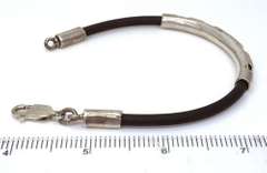 Black Rubber & Sterling Bracelet, 7in