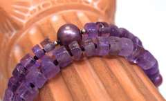 Double Strand Amethyst Bead Bracelet, 8in