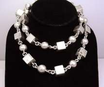 Large & Heavy Cube and Circle Bead Necklace