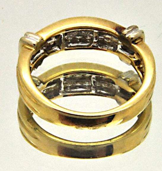 LADIES 14 KT YELLOW AND WHITE GOLD DIAMOND BAND.