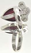 LADIES 18 KT WHITE GOLD CABOCHON RUBY AND DIAMOND RING