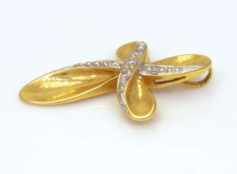 Gold Twist Cross Pendant with Diamonds
