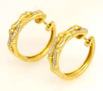 Unique Gold Hoop Earrings with Diamonds