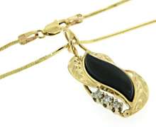 Set of Black Onyx with Diamond Necklace and Earrings