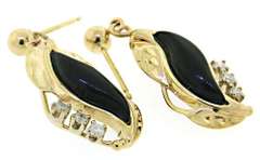 Set of Black Onyx with Diamond Necklace and Earrings