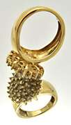 LADIES 10 KT YELLOW GOLD 2..00 CARAT DIAMOND CLUSTER.
