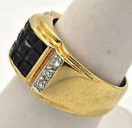 LADIES 18 KT YELLOW GOLD SAPPHIRE AND DIAMOND RING.