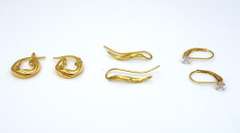 Three Pairs of Gold Earrings