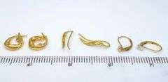 Three Pairs of Gold Earrings