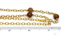 Long Tigers Eye Bead Station Necklace, 31.5in