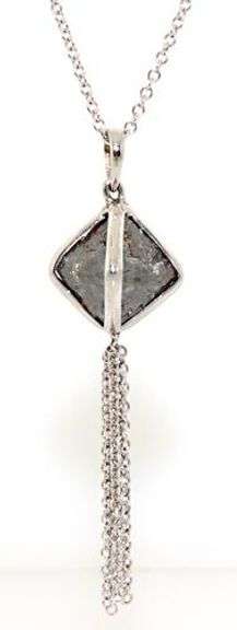 Beautiful Rough Octahedron Diamond Tassel Necklace