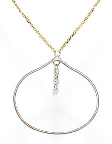 Nice 14kt Yellow Gold 0.30ctw 3 Stone Dangle Diamond Pendant on Chain