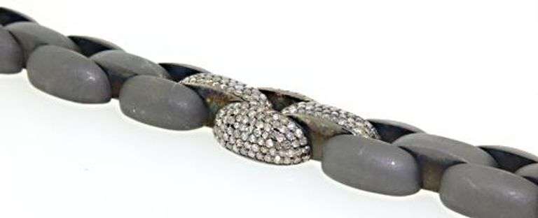 Sterling Silver Diamond Link Bracelet