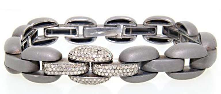 Sterling Silver Diamond Link Bracelet