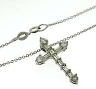 Elegant Baguette & Round Diamond Cross Necklace