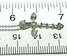 Elegant Baguette & Round Diamond Cross Necklace