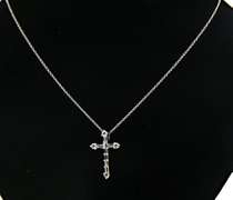 Elegant Baguette & Round Diamond Cross Necklace