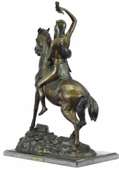 Scalp Bronze Sculpture Statue Art Nouveau Figure Marble