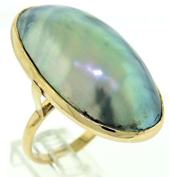 Modern 14kt YG Paua Shell Ring