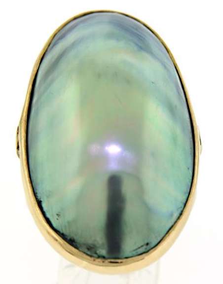 Modern 14kt YG Paua Shell Ring