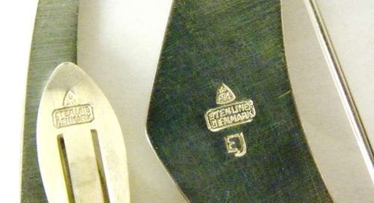 Jensen Denmark Sterling Boomerang Pin & Earrings