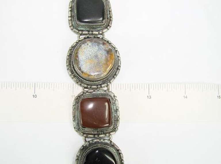 Charming Ethnic Handmade Multistone Silvertone Bracelet