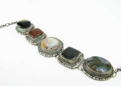 Charming Ethnic Handmade Multistone Silvertone Bracelet